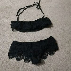 Black lace bathing suit